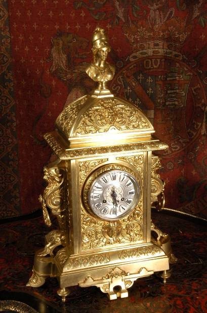 fig 3. Superb Large Brass Clock Set ~ French - Circa 1870 ~